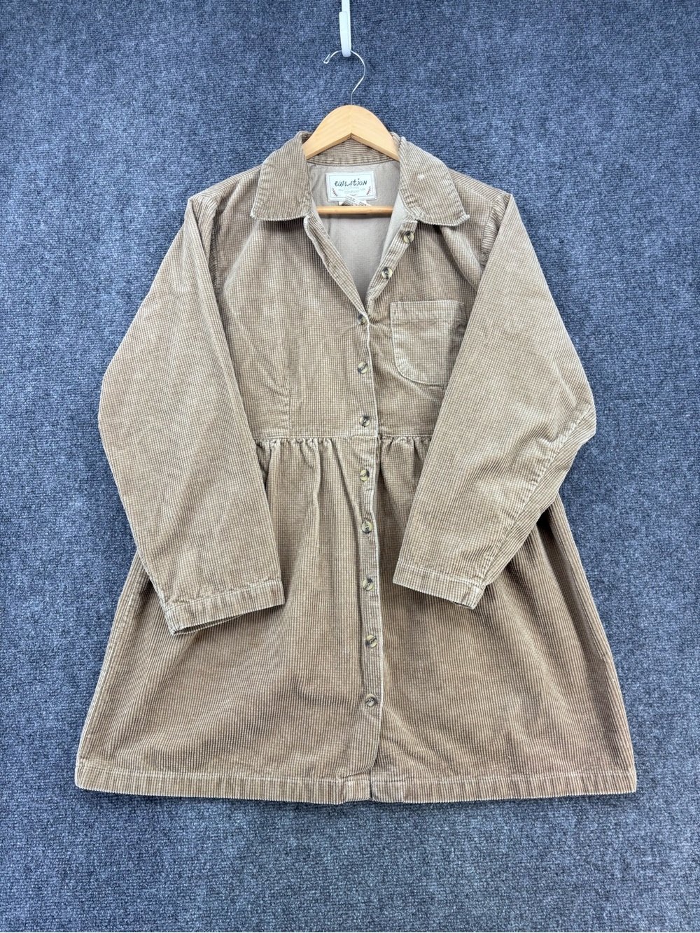 VINTAGE Equation Tan Corduroy Cottagecore Rustic Prairie Dress Women’s Large